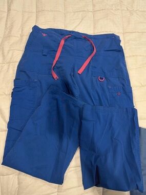 Royal Blue Utility Scrub Pants with Pink Drawcord